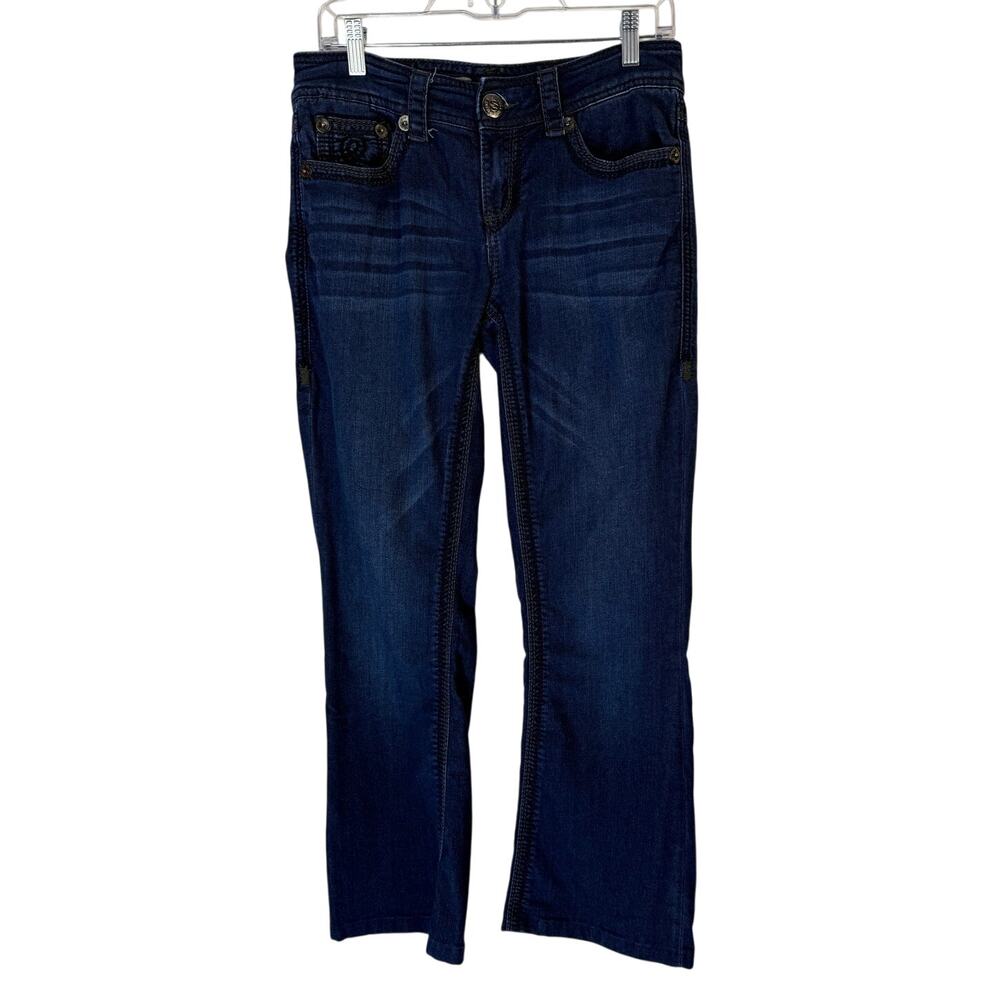 Seven Dark Blue Flare Bootcut Cotton Blend Low Rise Denim Jeans Pants Size 6